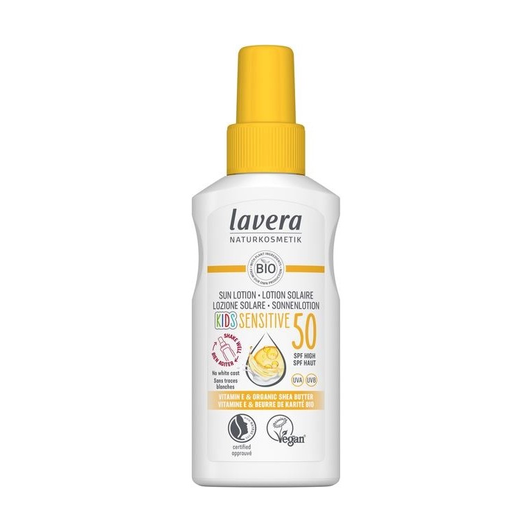 lavera Слънцезащитен лосион за лице и тяло Kids Sensitive SPF 50 визия на продукта отпред